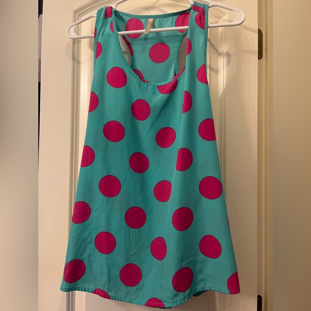 Poems Sheer Dress Tank size Small Green and Pink